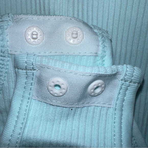 OQQ Womens Size XL Cotton Candy Blue Rib Knit Square Neck Sleeveless Bodysuit - Picture 5 of 6